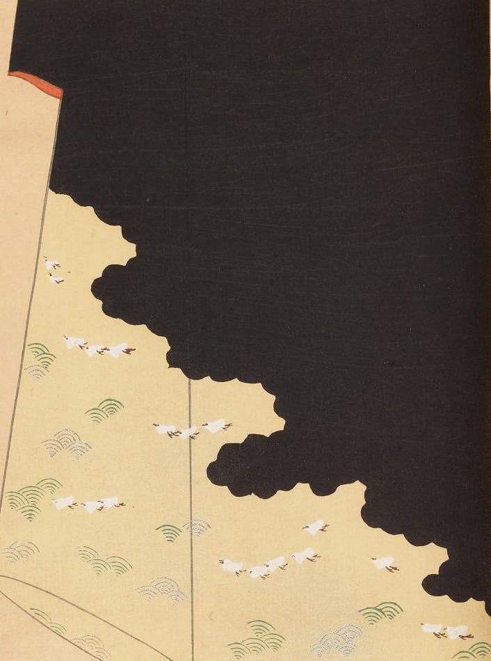painting of cranes